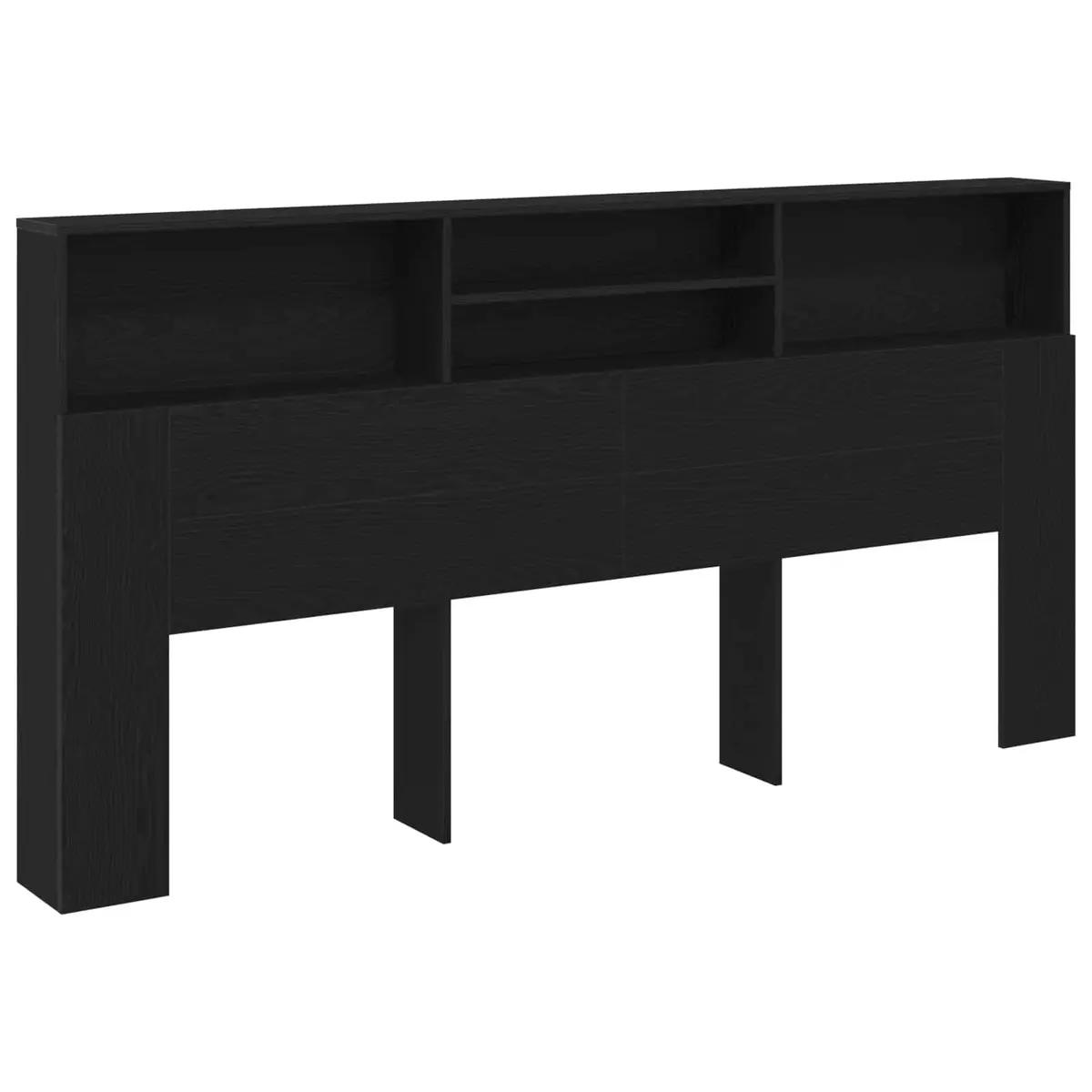 Black Oak Wall-Mounted Headboard Cabinet