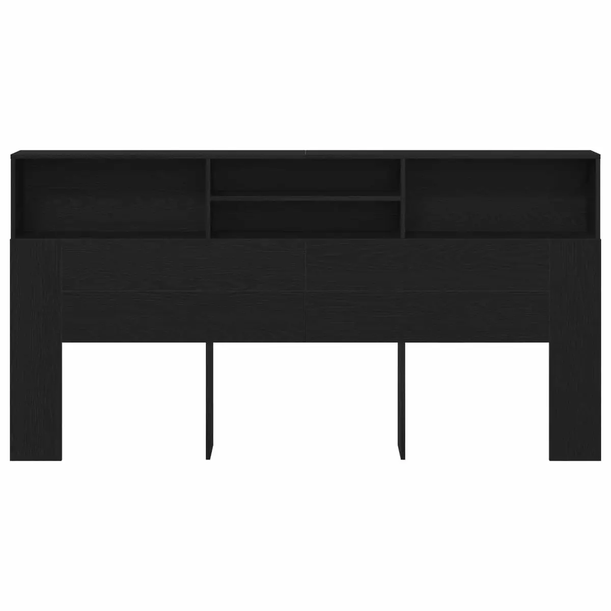 Black Oak Wall-Mounted Headboard Cabinet