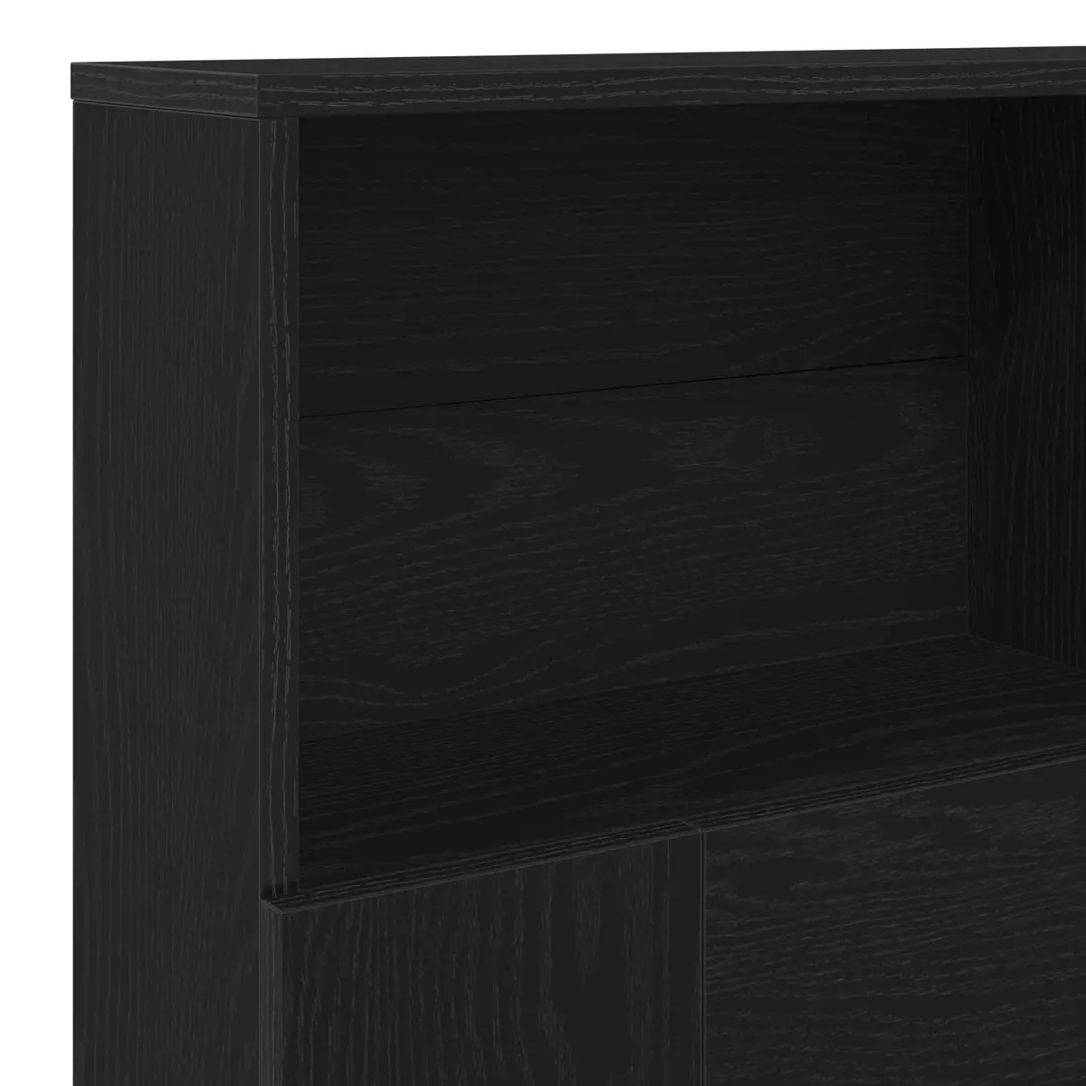 Black Oak Wall-Mounted Headboard Cabinet