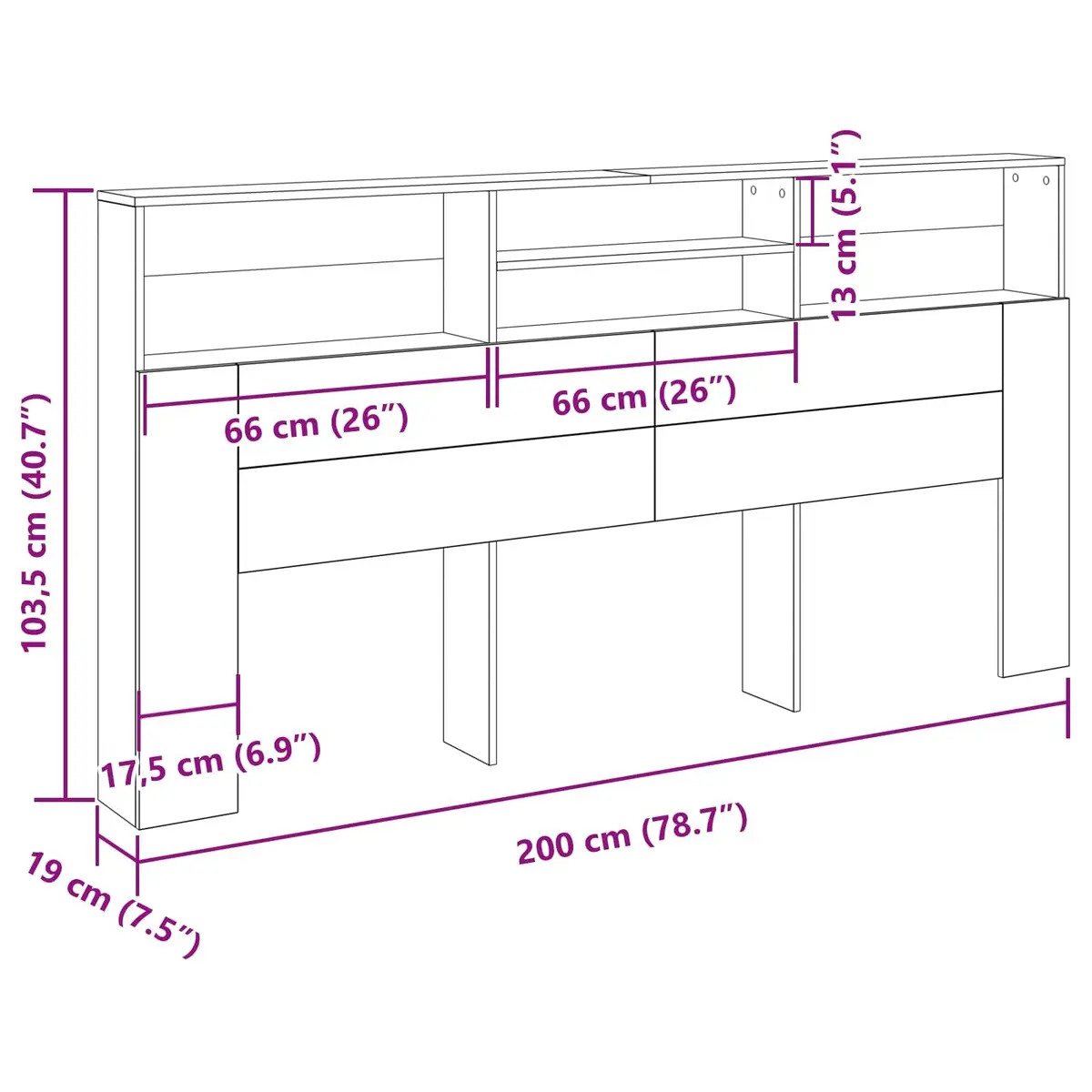 Black Oak Wall-Mounted Headboard Cabinet