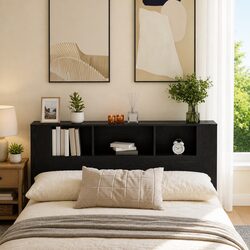 Your Space-Saving Black Headboard Cabinet for Easy Storage