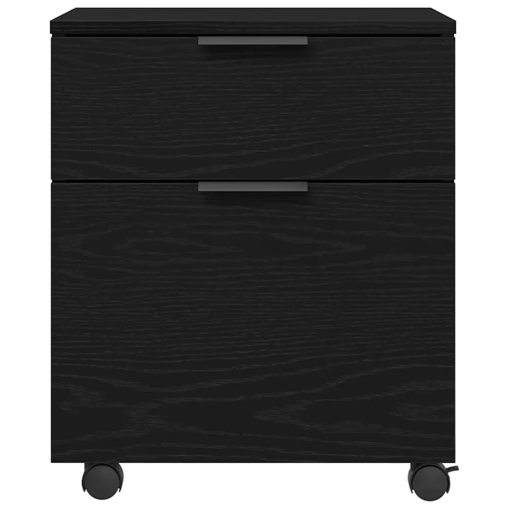 Black Oak Rolling File Cabinet