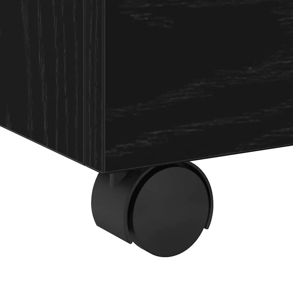 Black Oak Rolling File Cabinet