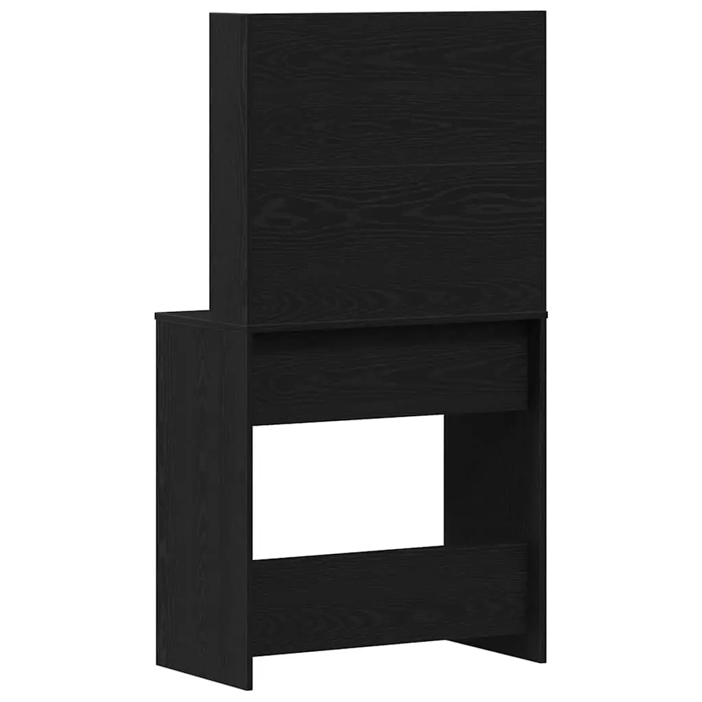 Black Oak Dressing Table with Mirror and Drawers