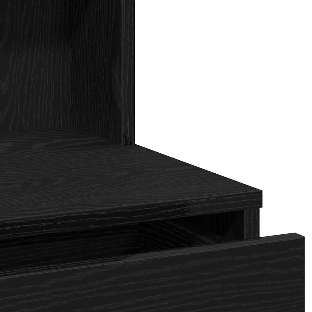 Black Oak Dressing Table with Mirror and Drawers