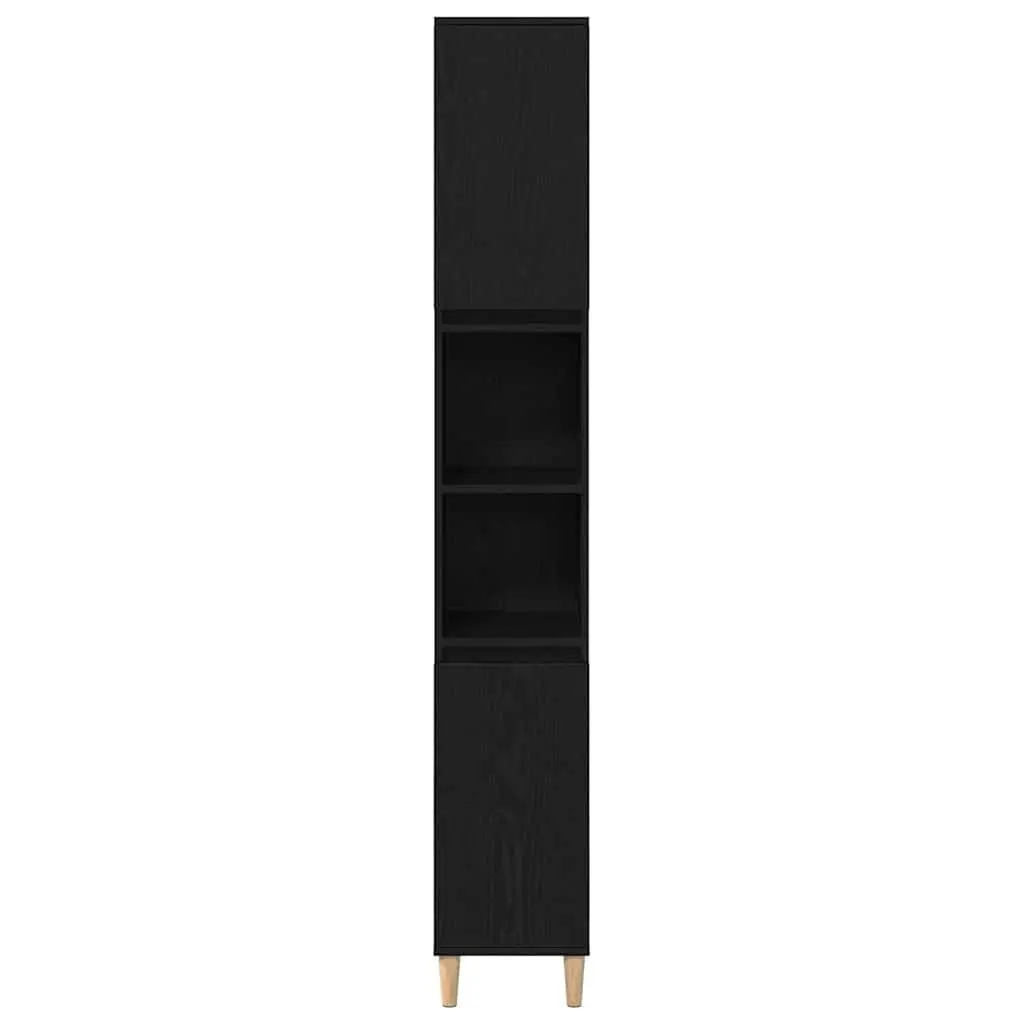 Bathroom Vanity Cabinet Storage Unit Black Oak 30x30x190cm Engineered Wood Tall