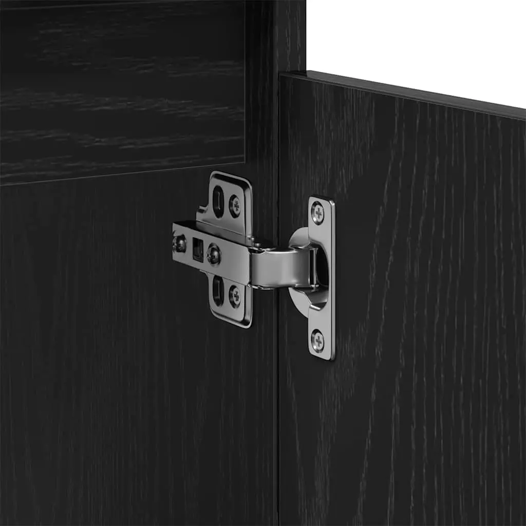 Bathroom Vanity Unit Wall-Mounted Black Oak Sink Cabinet 58 x 33 x 60 cm