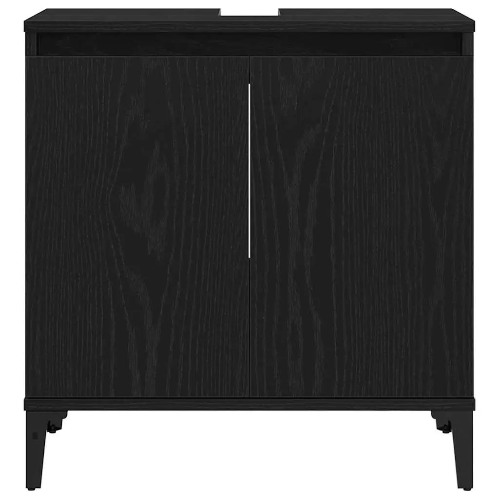 Bathroom Vanity Unit Wall-Mounted Black Oak Sink Cabinet 58 x 33 x 60 cm