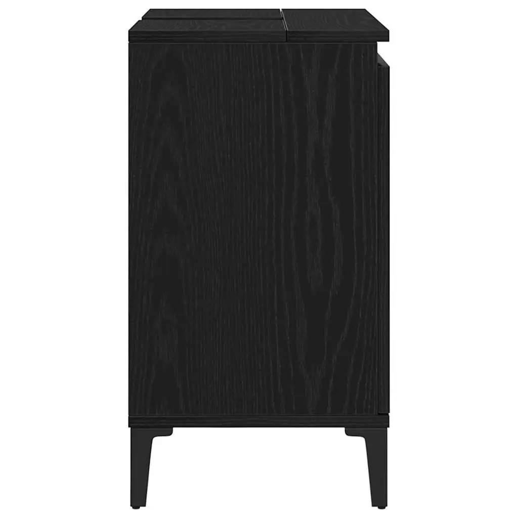 Bathroom Vanity Unit Wall-Mounted Black Oak Sink Cabinet 58 x 33 x 60 cm