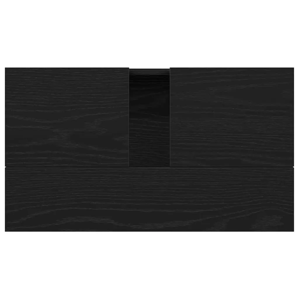 Bathroom Vanity Unit Wall-Mounted Black Oak Sink Cabinet 58 x 33 x 60 cm