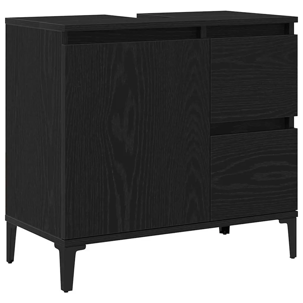 Bathroom Vanity Cabinet Wall-Mounted Storage Unit Black Oak Engineered Wood