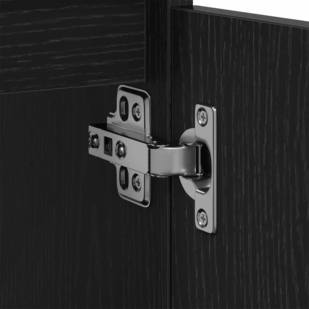 Bathroom Vanity Cabinet Wall-Mounted Storage Unit Black Oak Engineered Wood