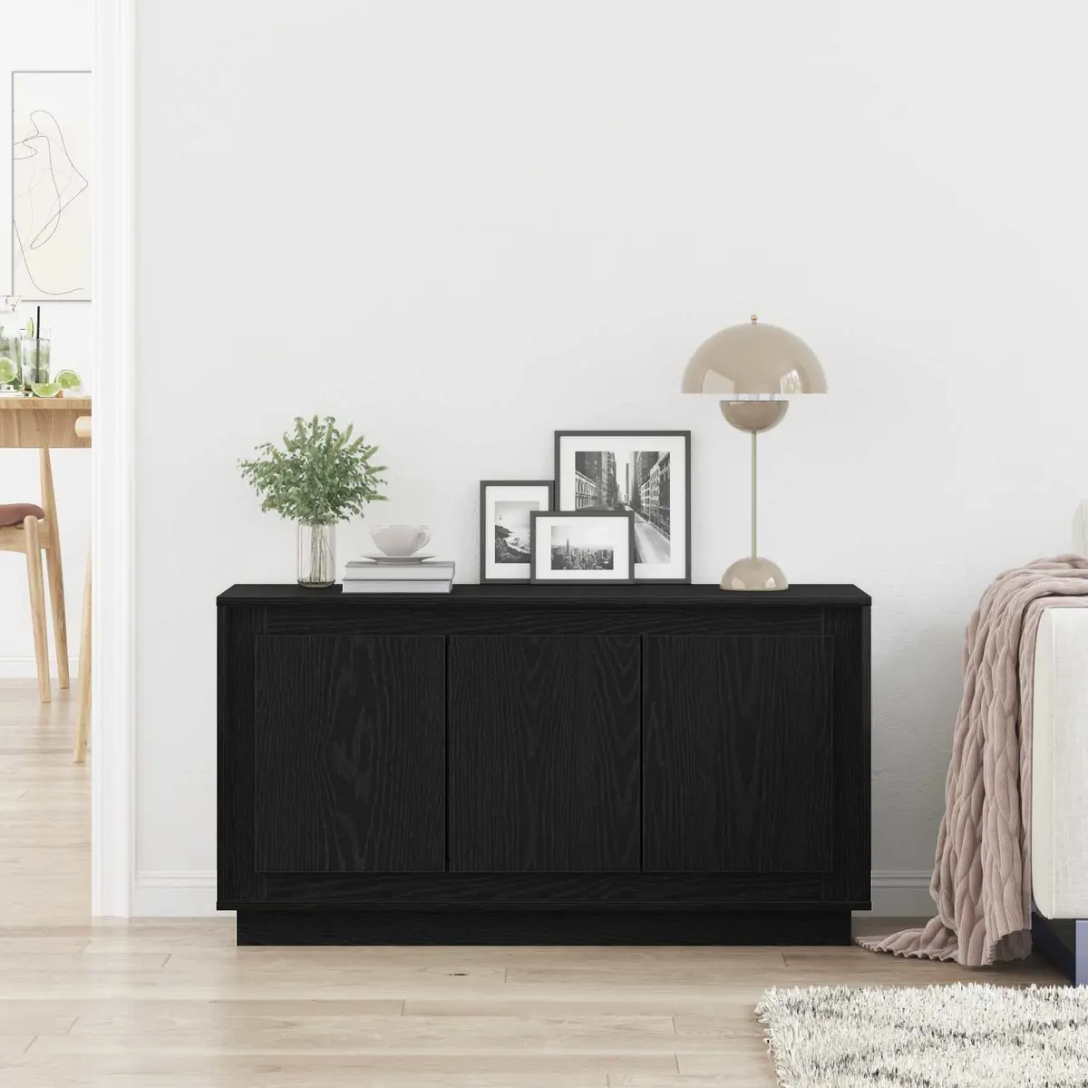 Sideboard Engineered Wood Black Oak 102 x 35 x 55 cm Modern Storage Cabinet
