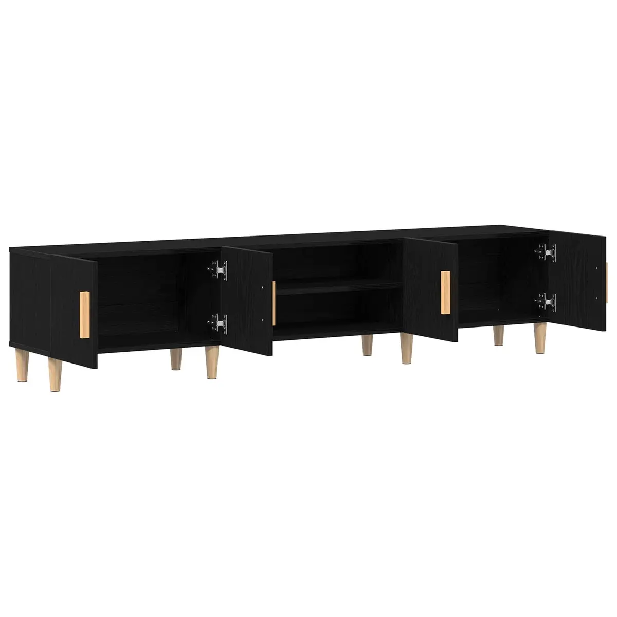 TV Cabinet Black Engineered Wood 180cm Modern Living Room Storage Unit