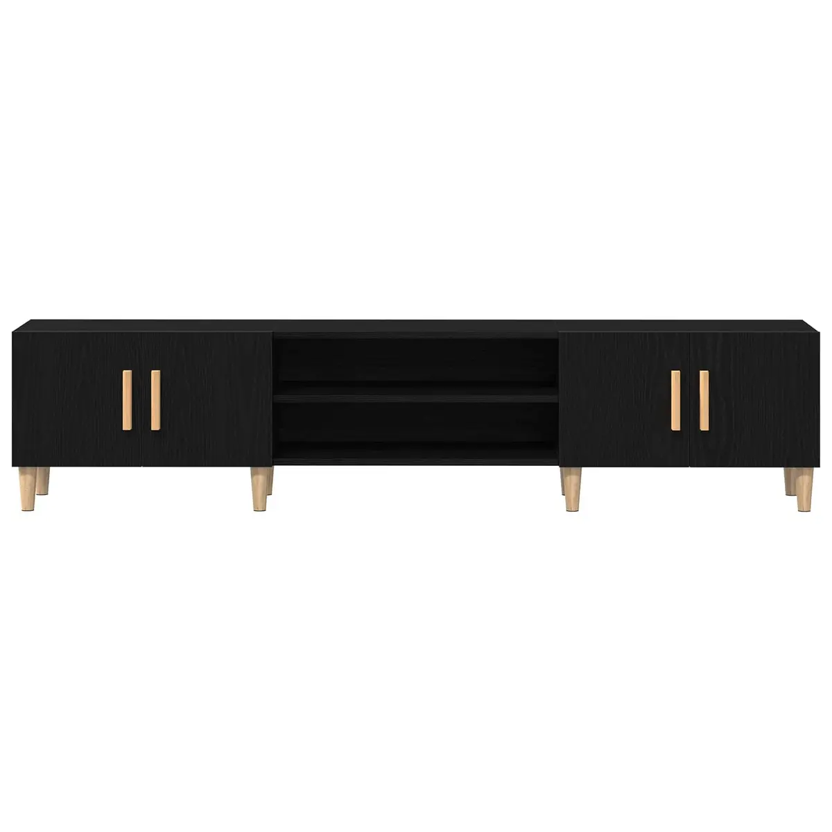 TV Cabinet Black Engineered Wood 180cm Modern Living Room Storage Unit