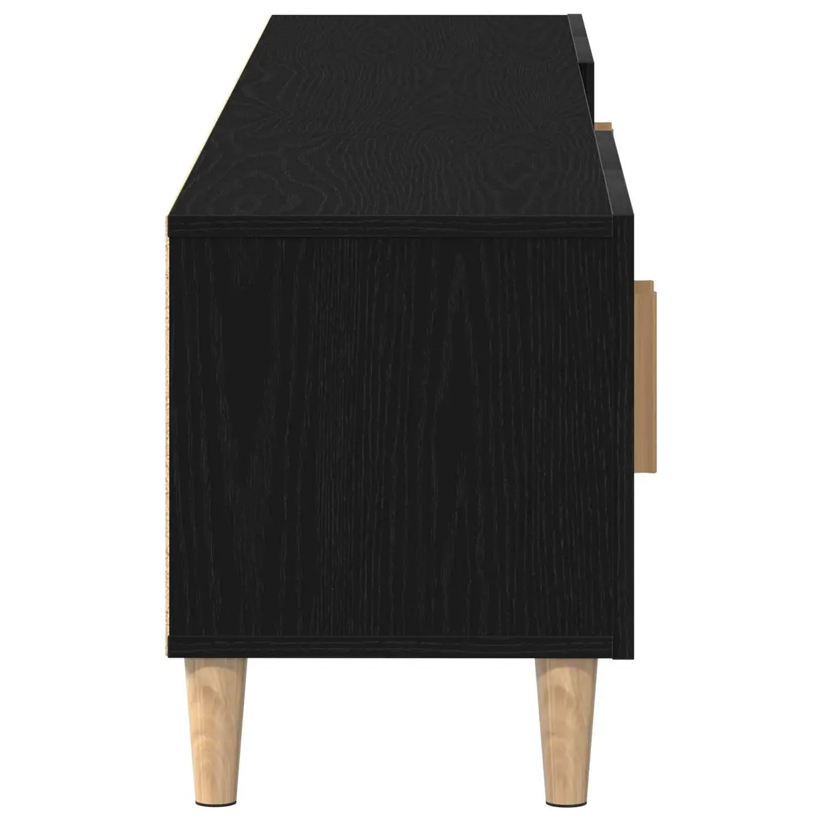 TV Cabinet Black Engineered Wood 180cm Modern Living Room Storage Unit