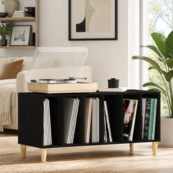 Your Friendly Black Oak Record Cabinet for Easy Storage