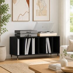 Friendly Black Oak Cabinet for Your Vinyl Collection