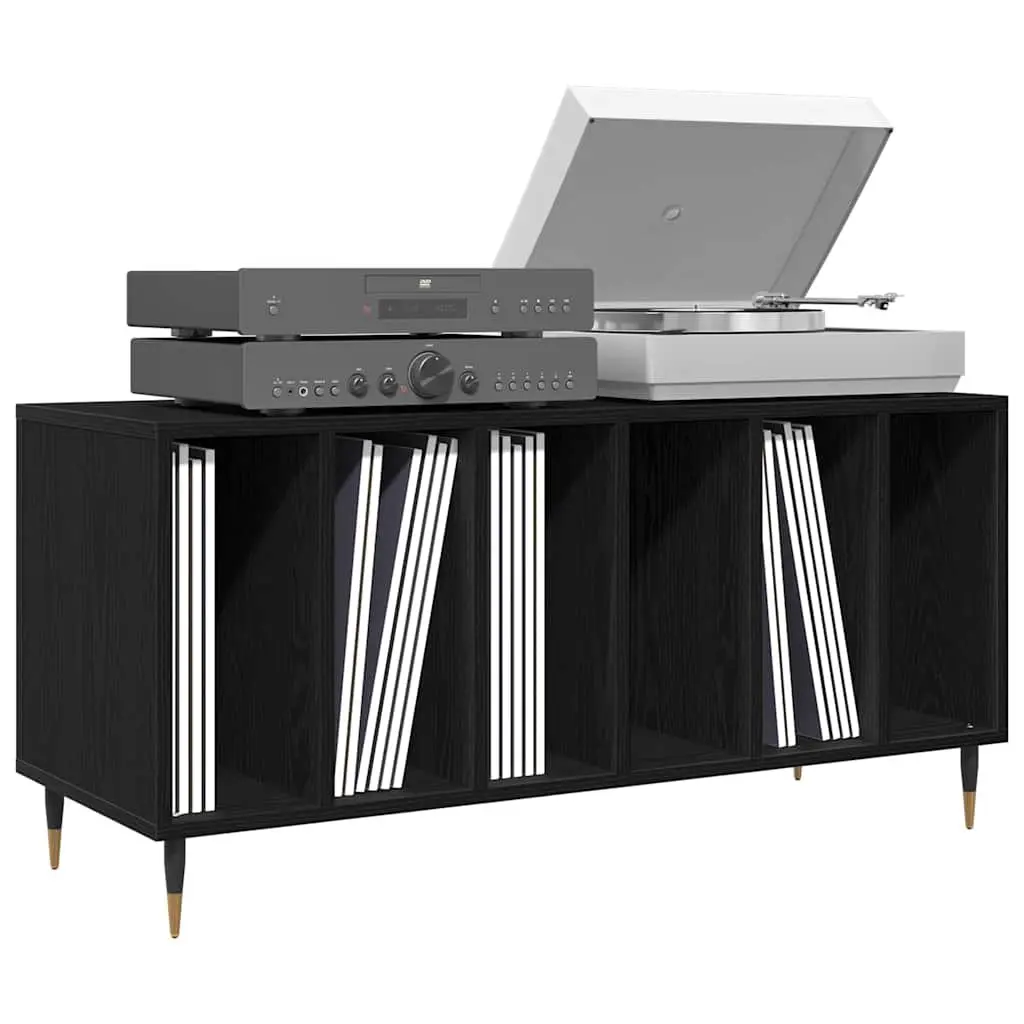 Record Cabinet Modern Black Oak 100 x 38 x 48 cm