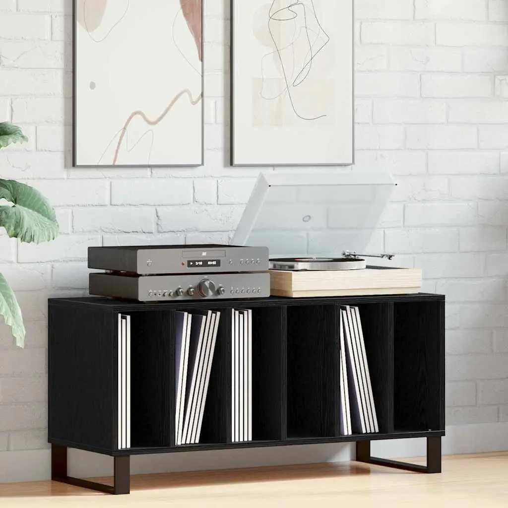 Media Storage Cabinet Black Engineered Wood 100 x 38 x 48 cm