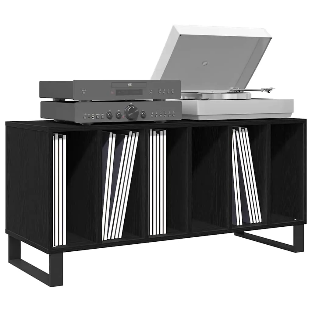 Media Storage Cabinet Black Engineered Wood 100 x 38 x 48 cm