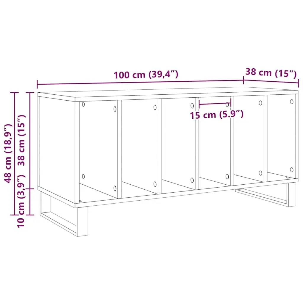 Media Storage Cabinet Black Engineered Wood 100 x 38 x 48 cm