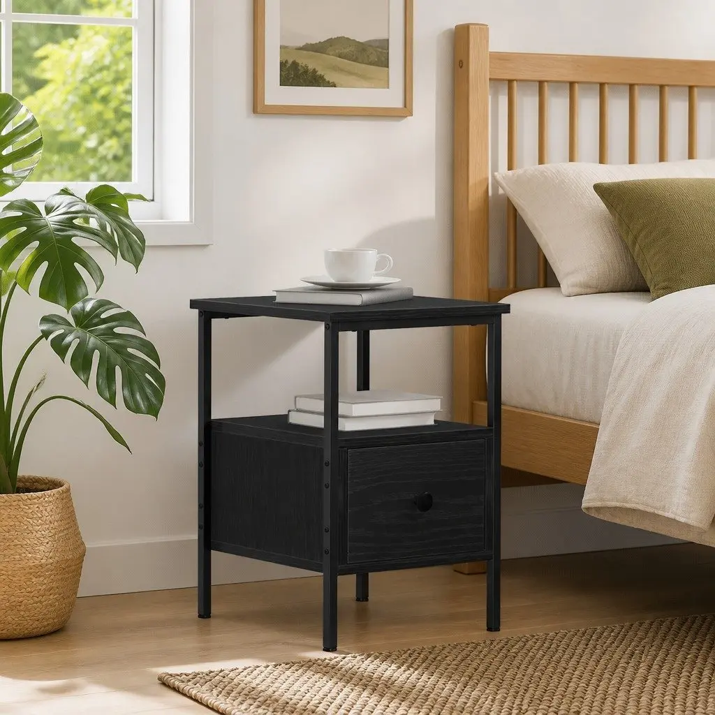 Black Bedside Cabinet 34x36x50cm