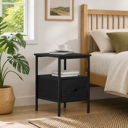 Your Perfect Black Bedside Cabinet 34x36x50cm