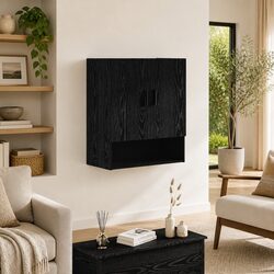 Your Space Deserves This Black Oak Wall Cabinet