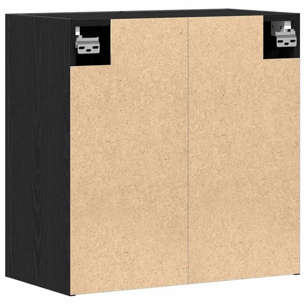 Wall-mounted Storage Cabinet Black Oak Modern Space-saving Engineered Wood