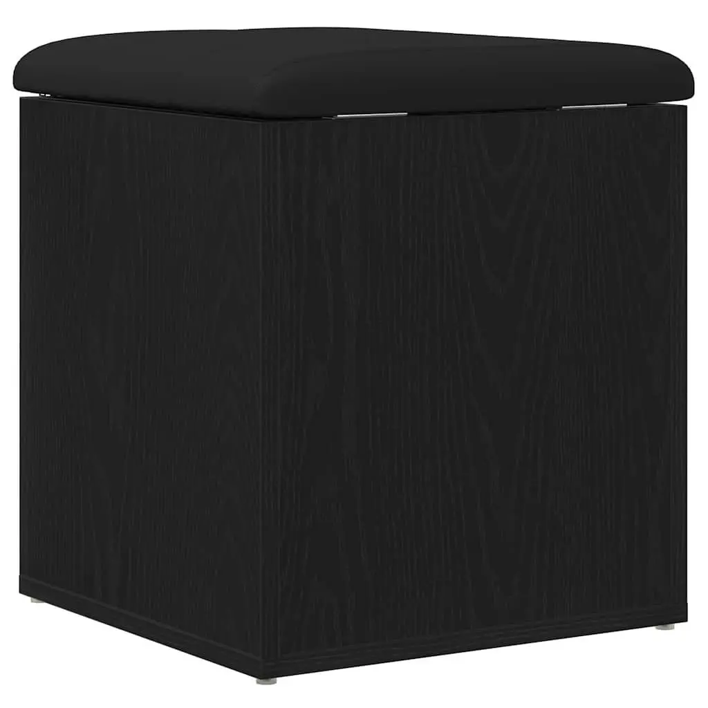 Storage Bench Black Oak Modern Living Room Furniture Engineered Wood Hallway