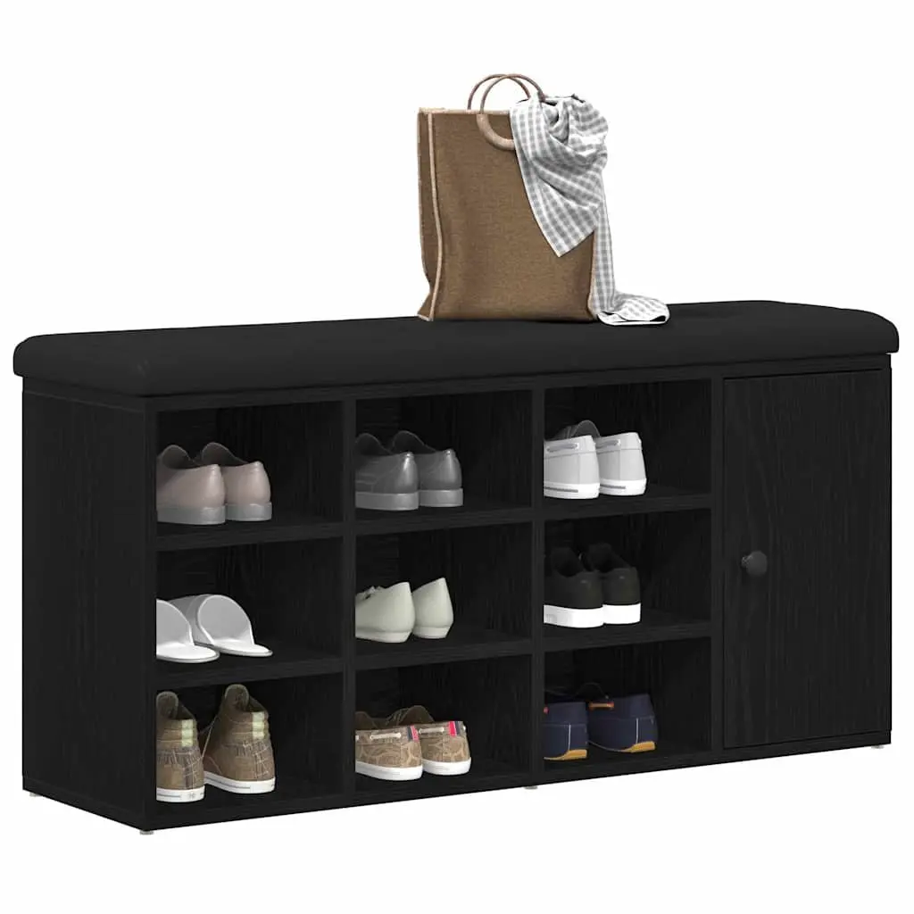 Storage Bench Black Oak Engineered Wood 102 x 32 x 50 cm