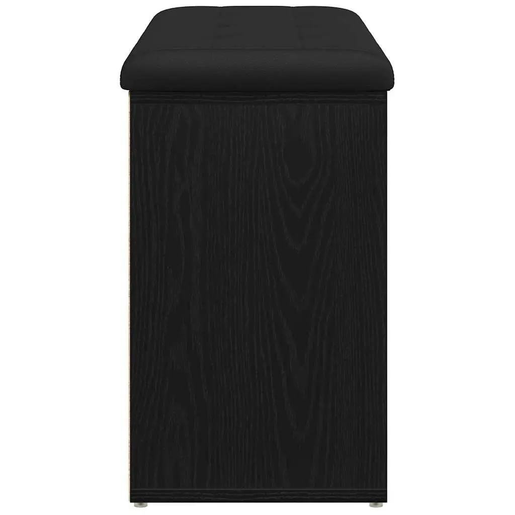 Shoe Bench with Storage Shelf Black Modern Entryway Seating Engineered Wood