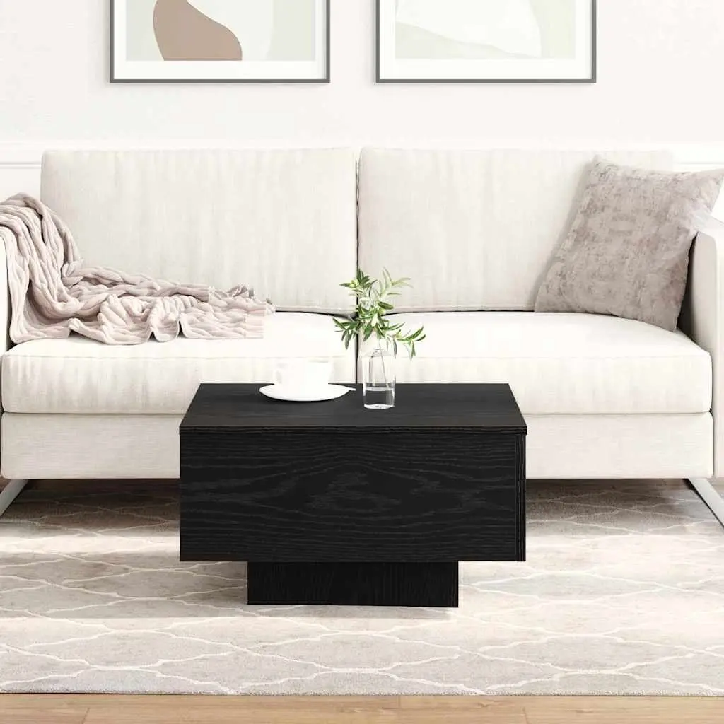 Coffee Table Minimalist Modern Black Oak Compact Size