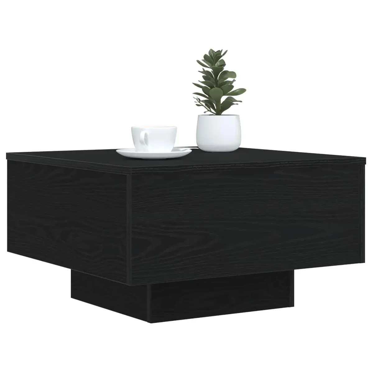 Coffee Table with LED Strip Lights in Black Oak 55x55x31cm Engineered Wood