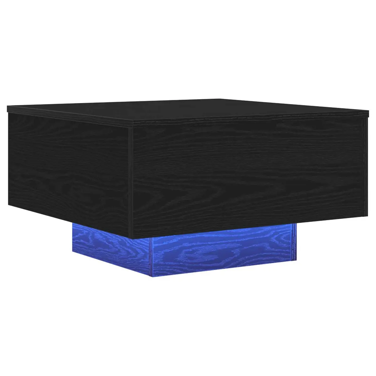 Coffee Table with LED Strip Lights in Black Oak 55x55x31cm Engineered Wood