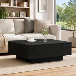Friendly Black Oak Coffee Table for Modern Spaces 80x80x31cm