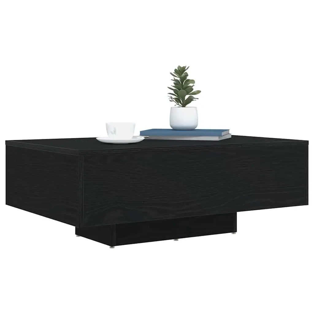 Coffee Table Black Oak LED Lights 85x55x31cm Modern Engineered Wood