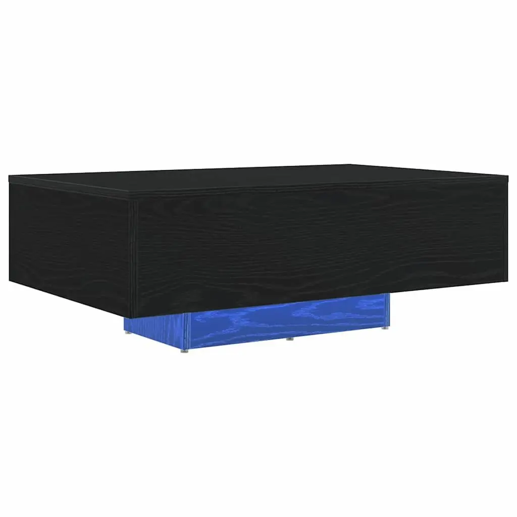 Coffee Table Black Oak LED Lights 85x55x31cm Modern Engineered Wood