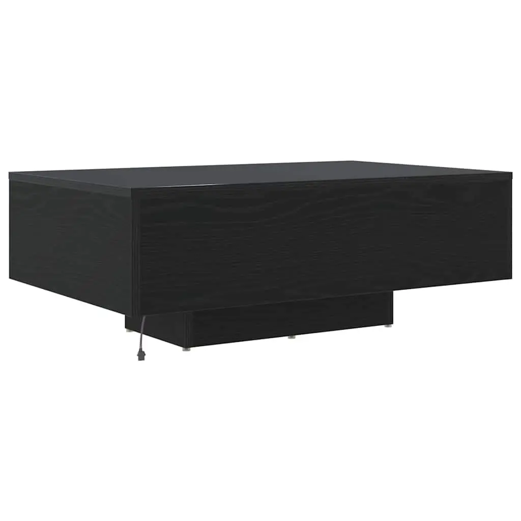 Coffee Table Black Oak LED Lights 85x55x31cm Modern Engineered Wood