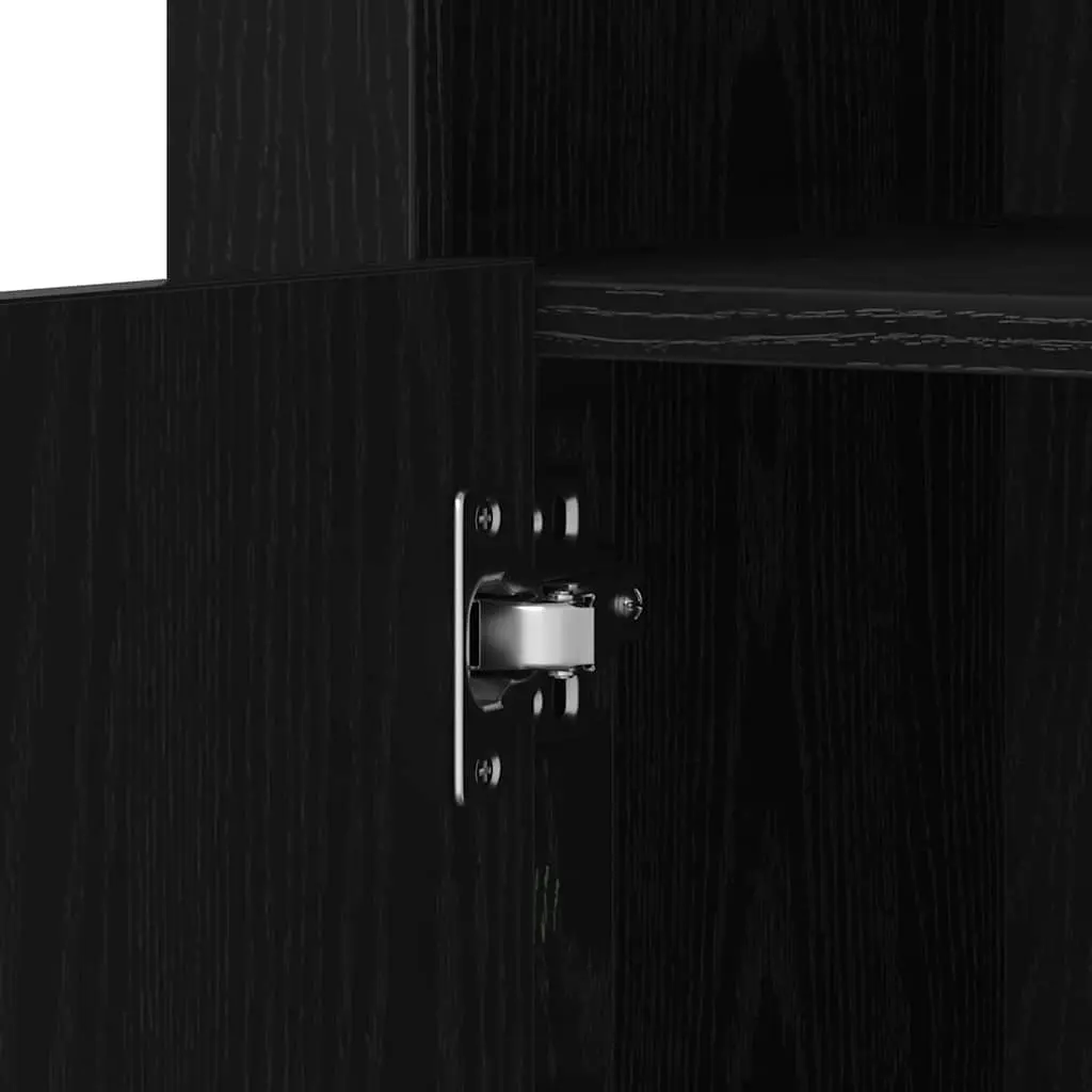 LED Sideboard 2 pcs Black Oak Buffet Cabinet with RGB Lights Storage Unit