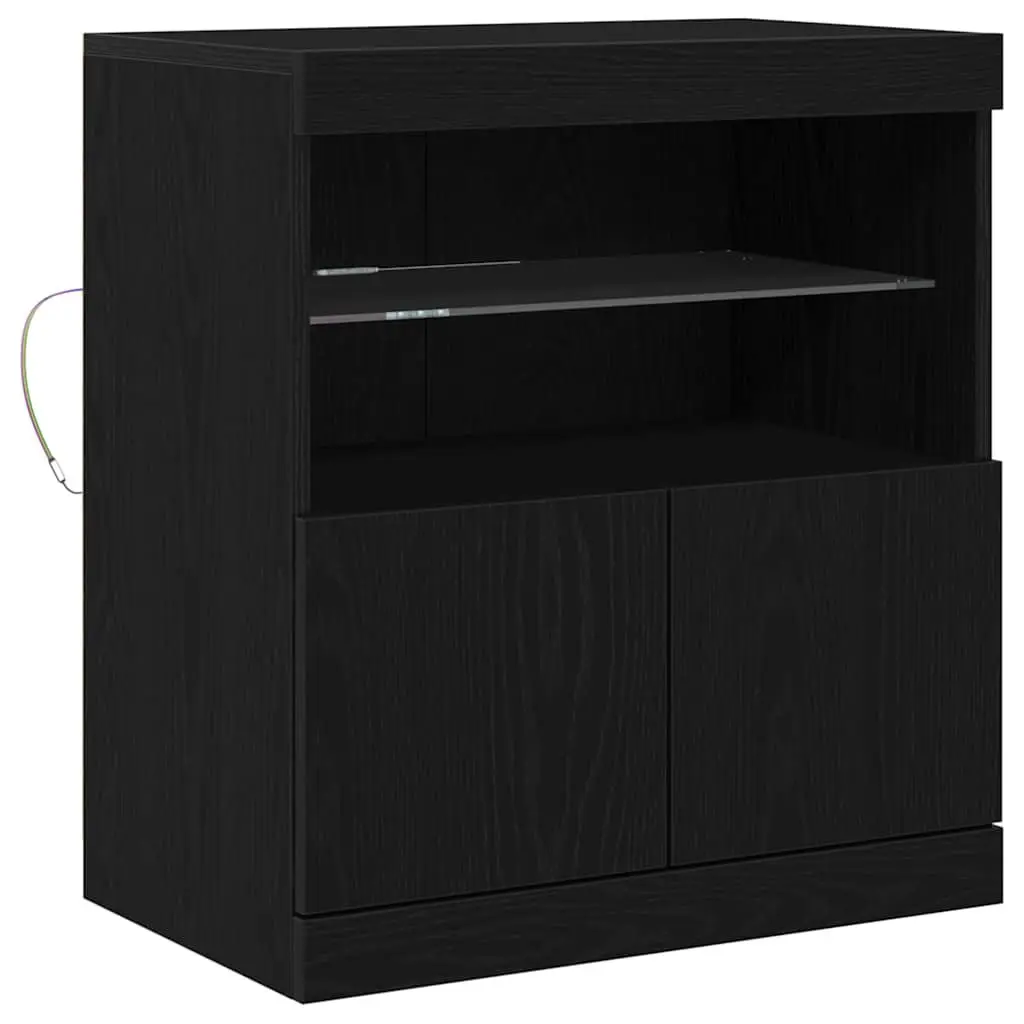 LED Sideboard Black Modern Storage Cabinet with RGB Lighting 60.5 x 37 x 67 cm