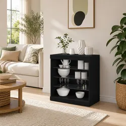 Your Friendly Black Oak LED Sideboard Awaits