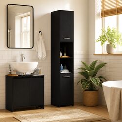 Friendly Black Oak Bathroom Cabinet for Your Essentials