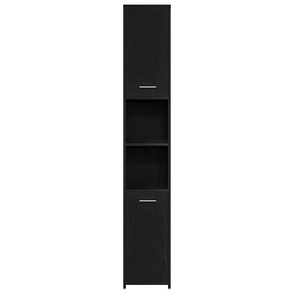 Bathroom Cabinet Black Oak Engineered Wood Tall Organizer