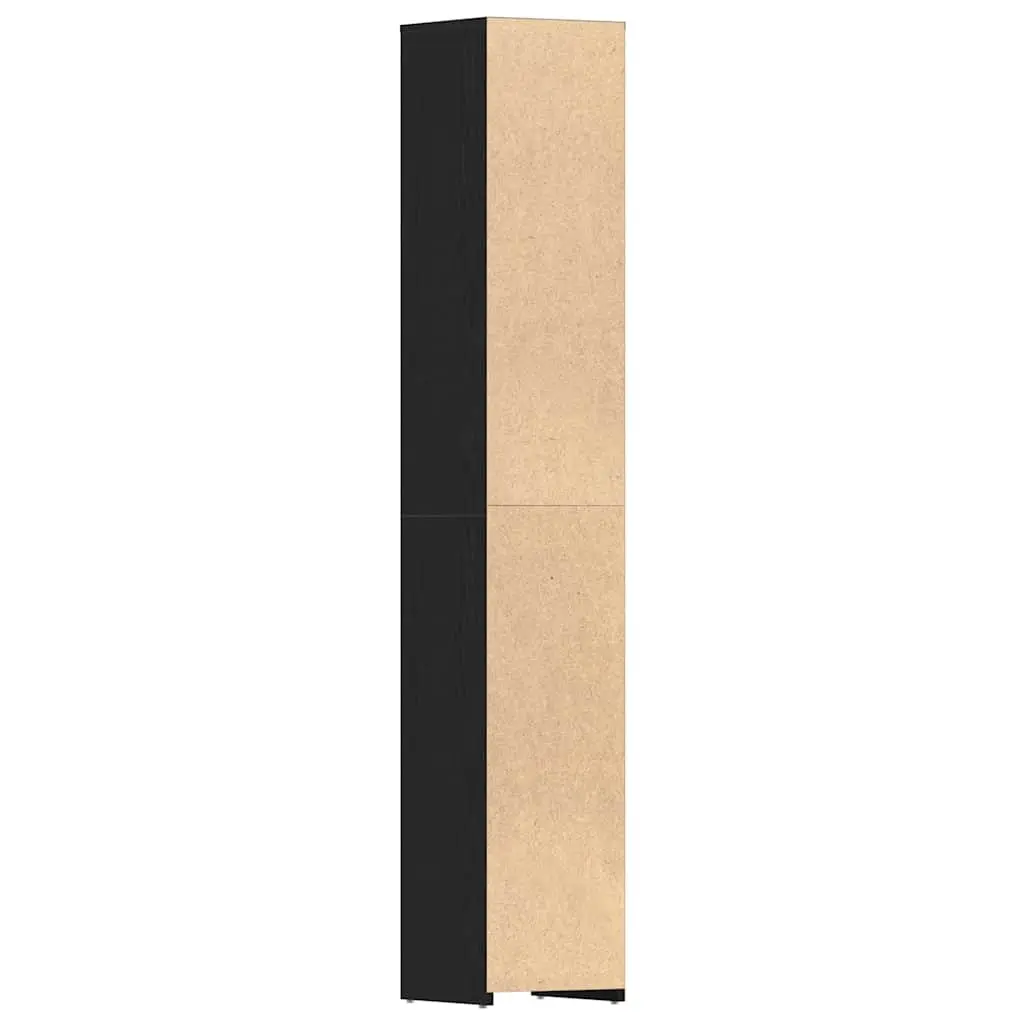 Bathroom Cabinet Black Oak Engineered Wood Tall Organizer