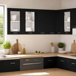Hanging Kitchen Cabinet Wall-Mounted Storage Black Oak Engineered Wood