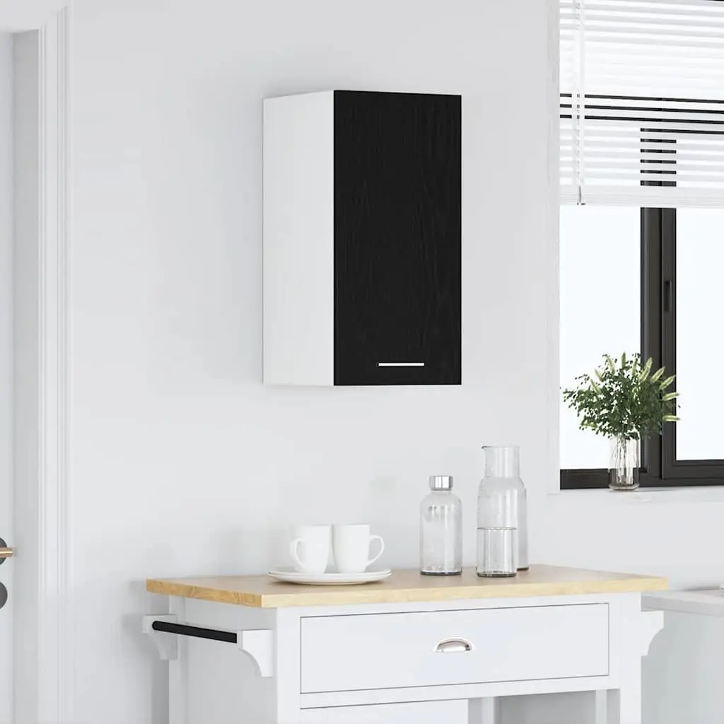 Hanging Kitchen Cabinet Wall-Mounted Storage Black Oak Engineered Wood