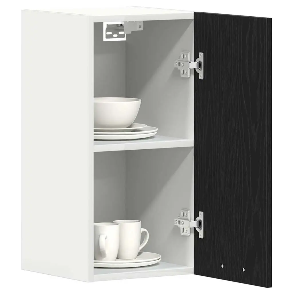 Hanging Kitchen Cabinet Wall-Mounted Storage Black Oak Engineered Wood
