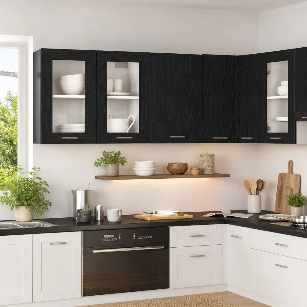 Hanging Kitchen Cabinet Wall-Mounted Black Oak 40x31x60 cm Engineered Wood